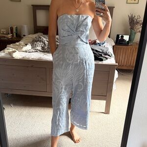 Anthropologie Aijek, baby blue jumpsuit with